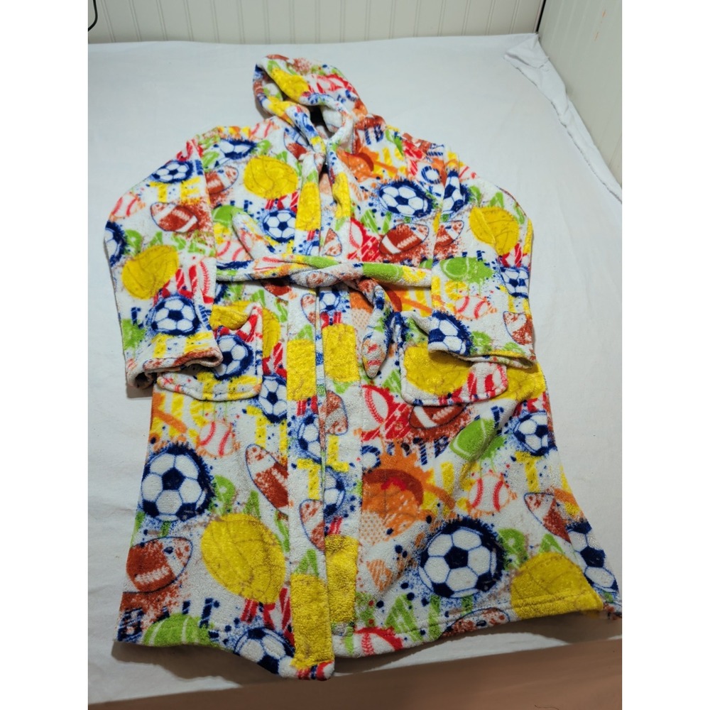 Baopteil Kids Hooded Bath Robe Size 13-14 Sports Soccer Football Fleece 32" long